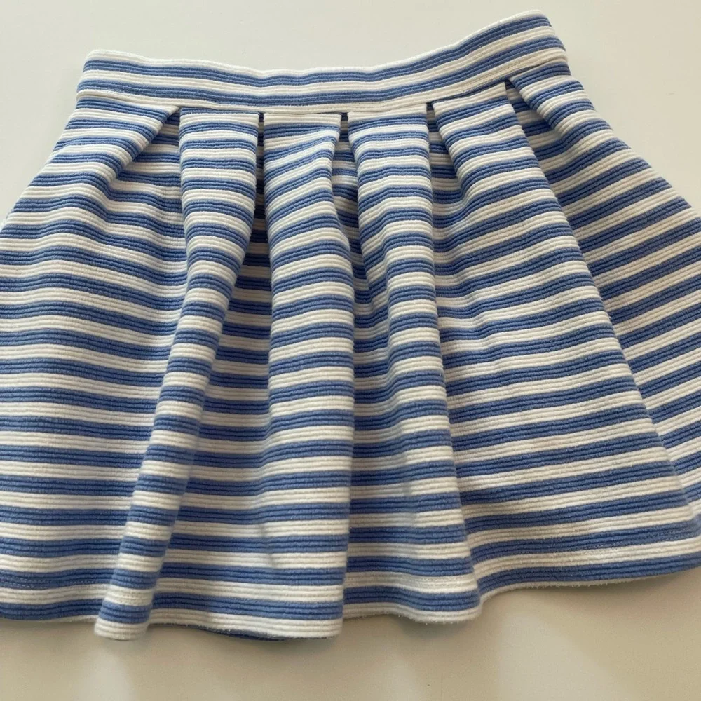 Gymboree Circle Skirt Pleated Ribbed Periwinkle & White Striped Girls Size 8